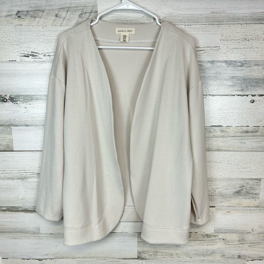 Happily Grey Cream Long Sleeve Topper Cardigan Modal Women’s Size Medium Soft - Picture 1 of 9
